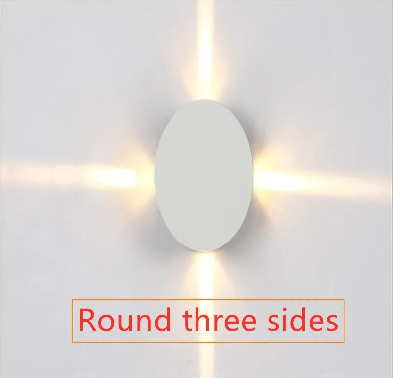 Modern square and round LED wall light with iron shade and aluminium frame
