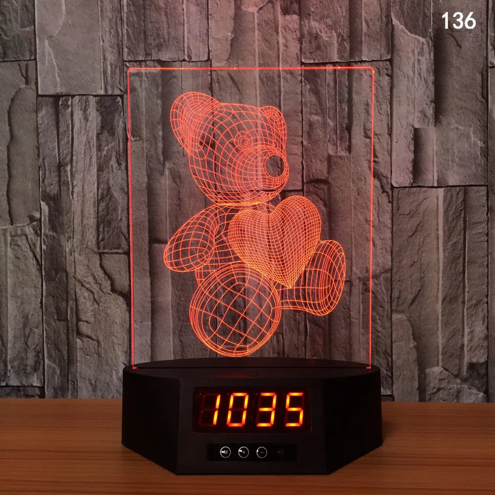 3D glowing dolphin shaped LED table lamp with remote control on a bedside table.