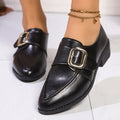 Women's British-style leather shoes with a decorative bow, rubber sole, and pointed toe.