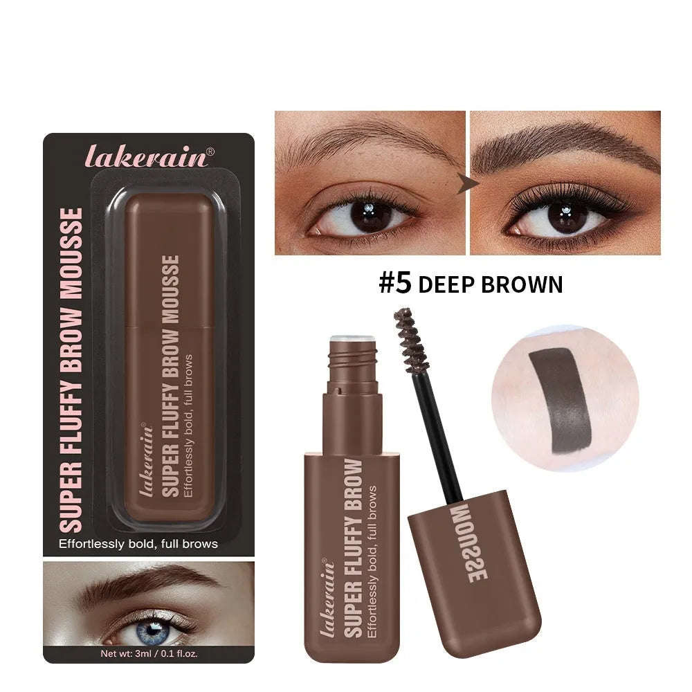 Eyebrow cream mousse in six colour shades with applicator for long-lasting brow definition