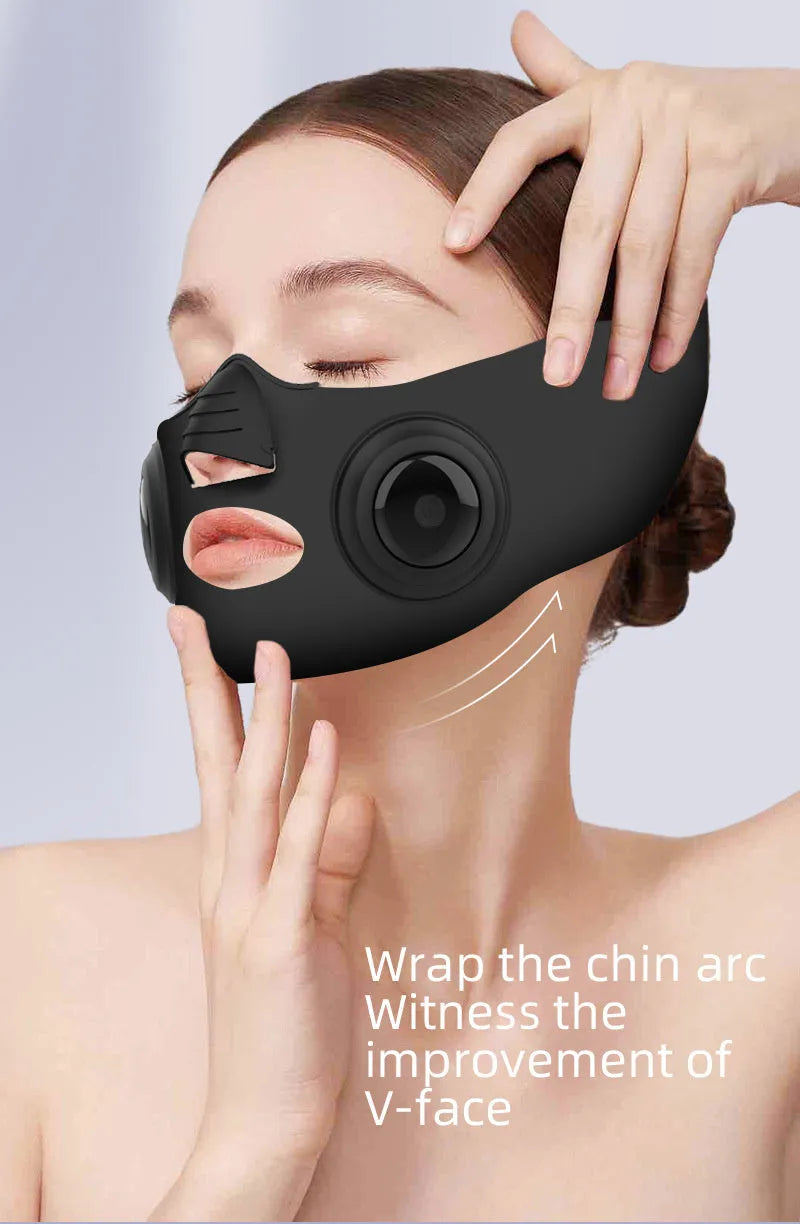 Black photon mask beauty device with USB charging port and four power modes for facial skin treatment