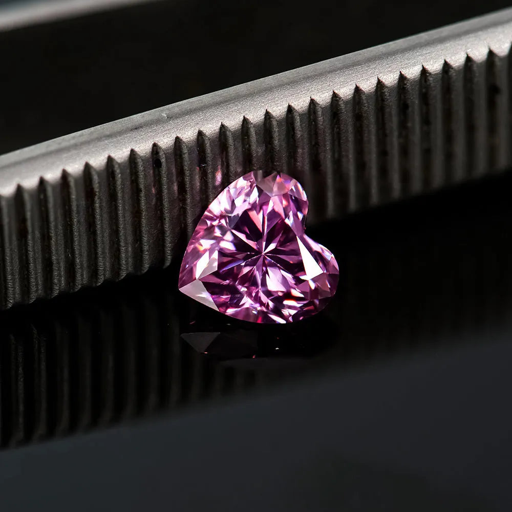 Heart-shaped moissanite stone in lemon yellow colour showing precise cut and dimensions