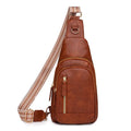 Women's soft PU leather crossbody messenger bag in street style with open pocket