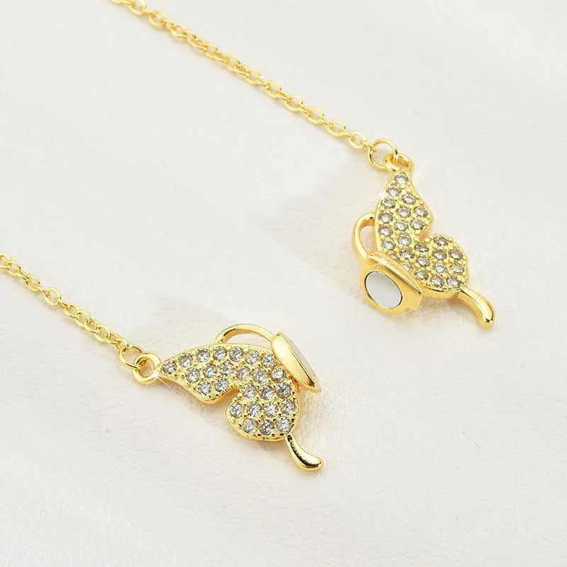 Women's titanium steel clavicle chain with magnetic snap butterfly pendant on twisted chain