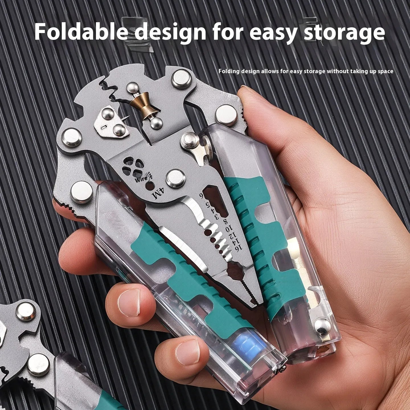 Thickened electricians' pliers with wire stripping function showing pointed design and handle details