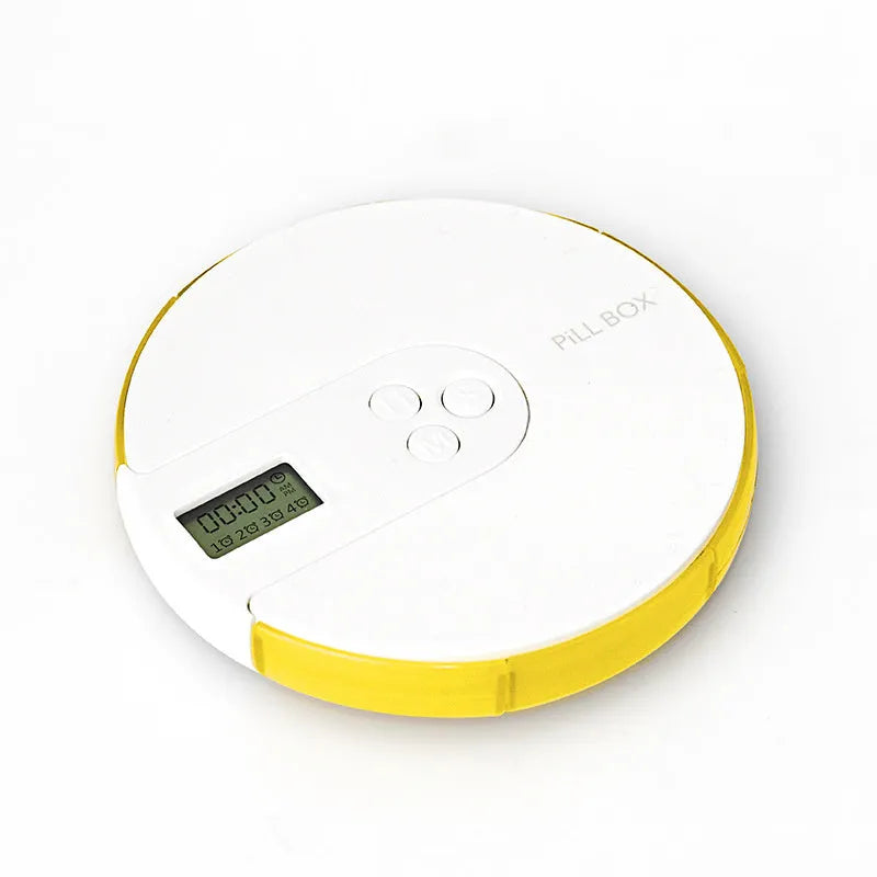 7-compartment electronic pill dispenser with alarm clock timer in multiple colour options