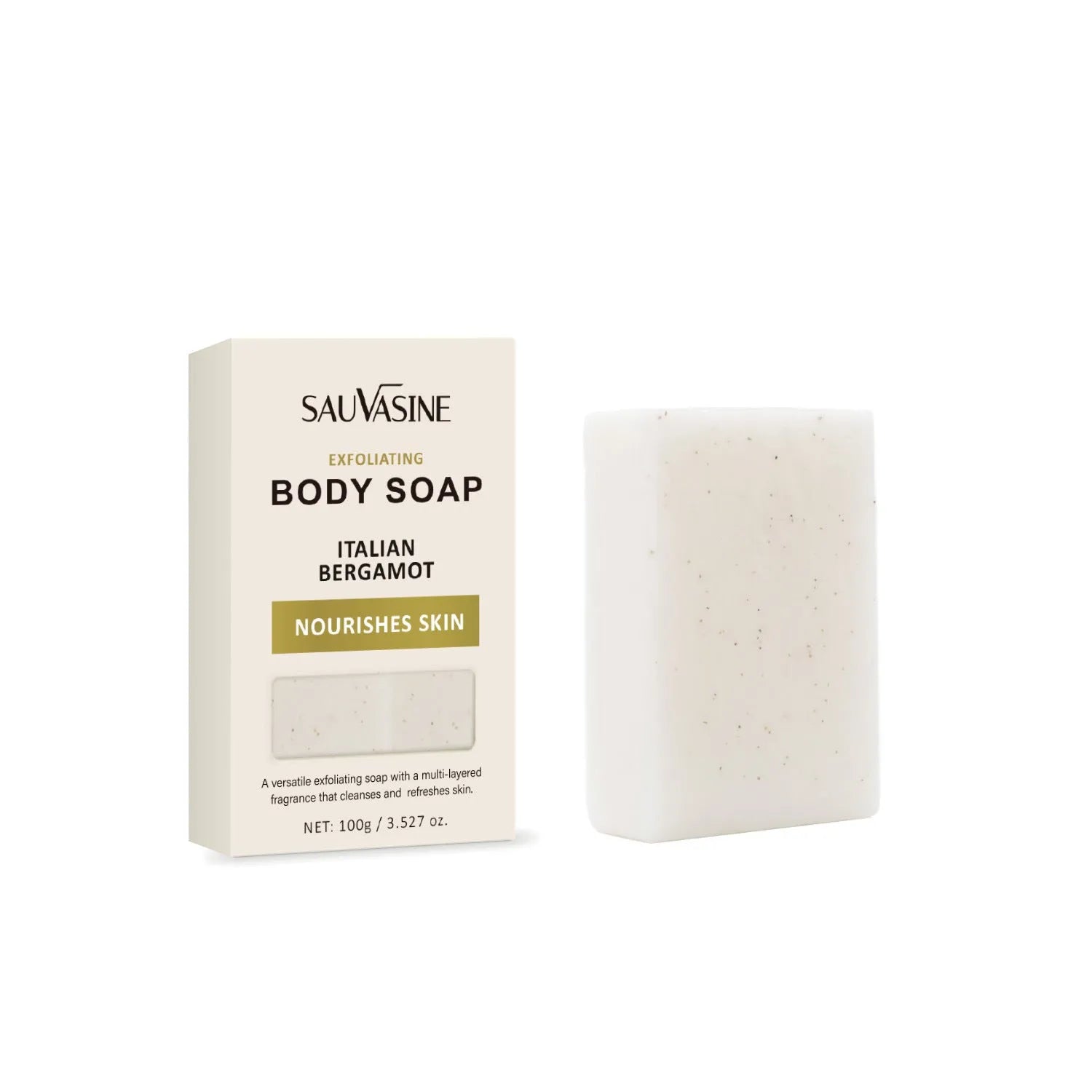 Exfoliating moisturising bath soap bar for adult use with universal skin type formula