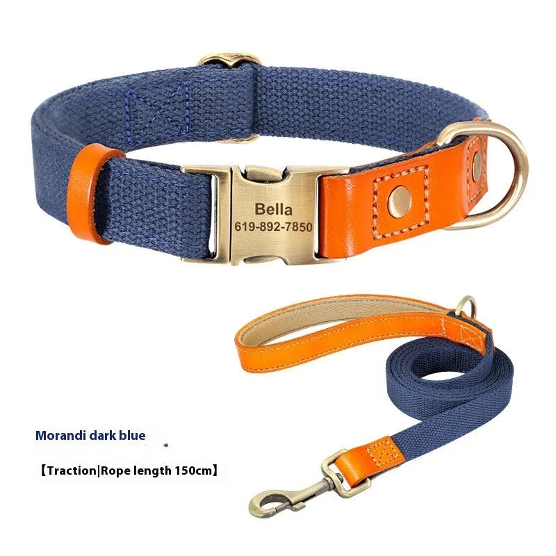 Small dog mohair collar and leash set in Mo Landi green, showing the neck ring and attached traction rope.