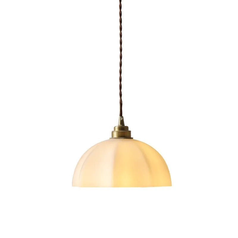 Small brass droplight wall lamp with copper glass shade in Chinese style