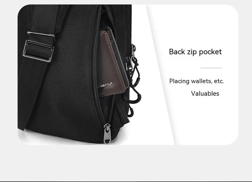 Casual black TPU chest bag with camouflage pattern, single shoulder strap and soft handle