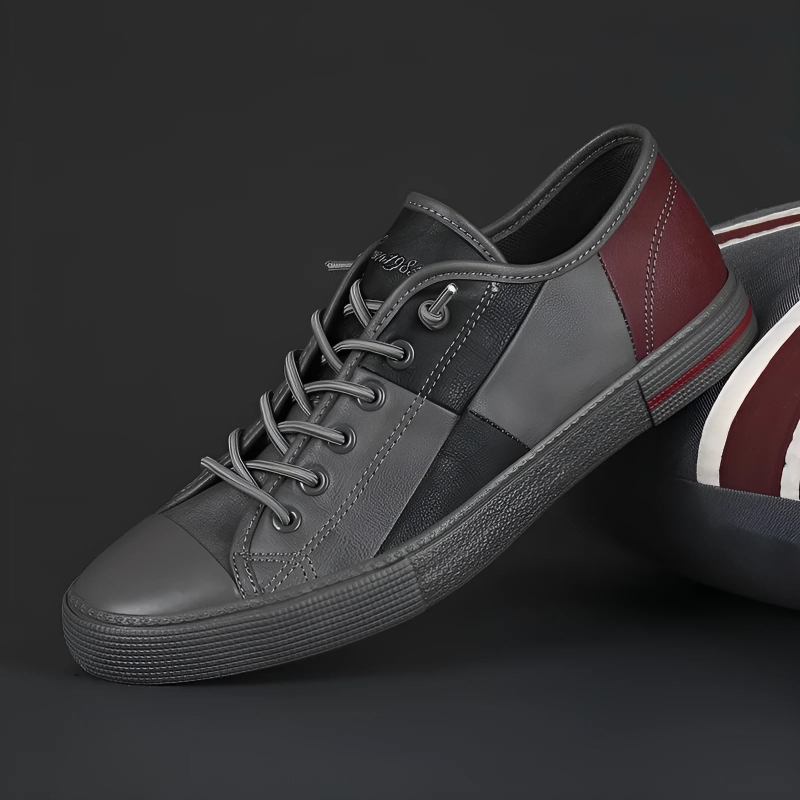 Men's leather shoes with flat heel, round toe, and elastic band in multiple colour options