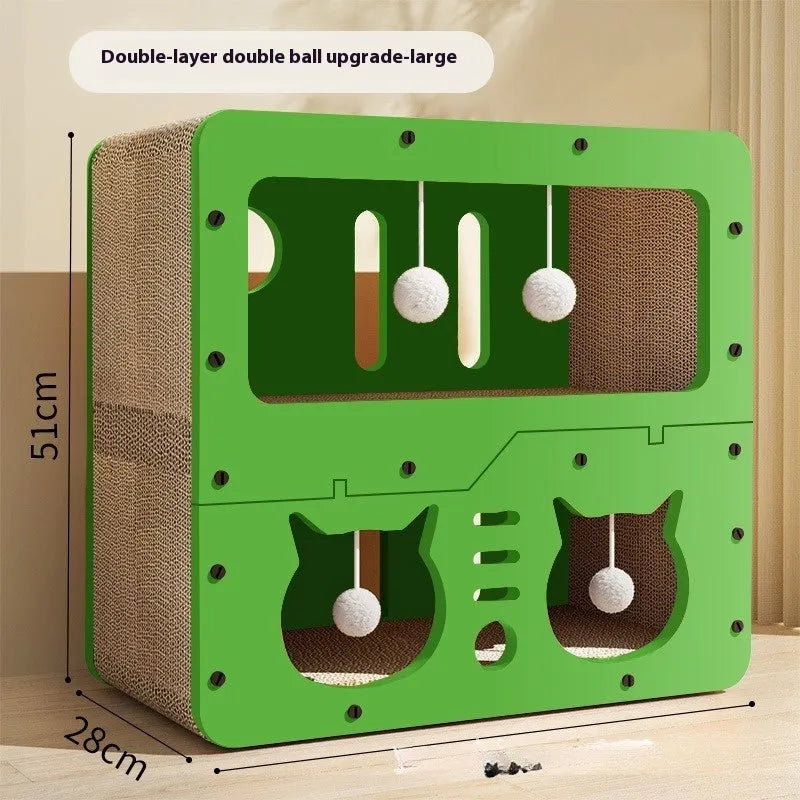 Double layer cat scratching board and nest bed in a choice of cute styles including owl and cat head designs.