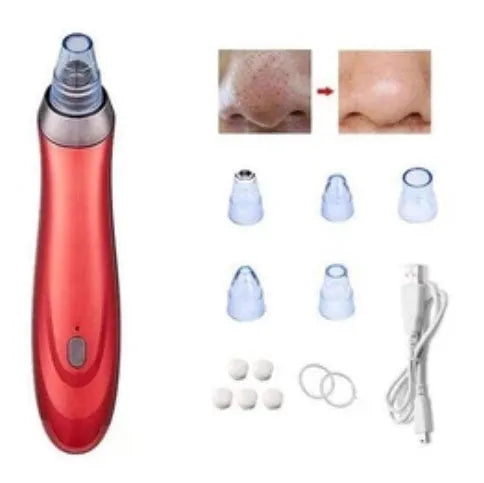 Electric blackhead remover device with vacuum suction pump and multiple nozzle attachments for pore cleaning
