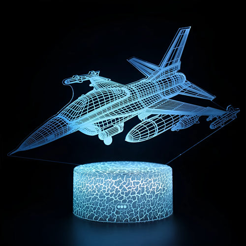 Cartoon aeroplane-shaped LED night light with acrylic shade and touch switch control