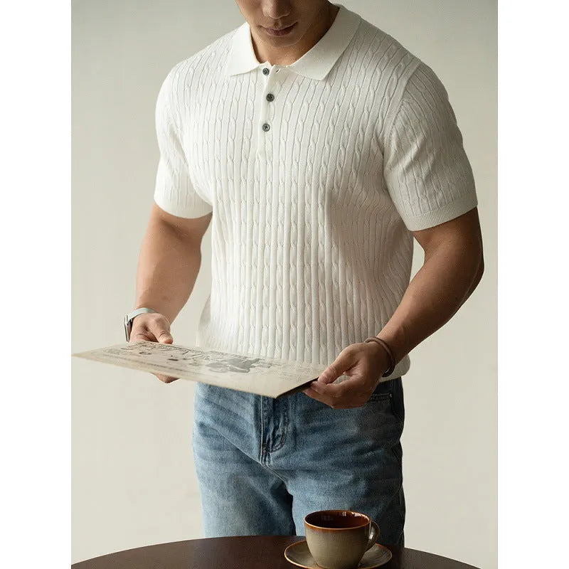 Men's short sleeve top in black khaki or white colours for business commuting wear