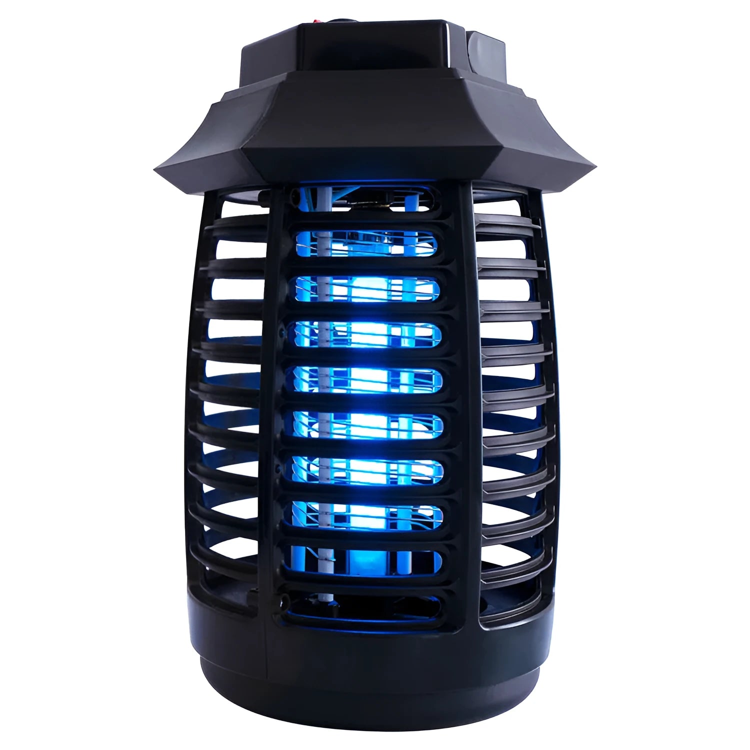 Black aromatherapy mosquito lamp insect killer trap on a surface.