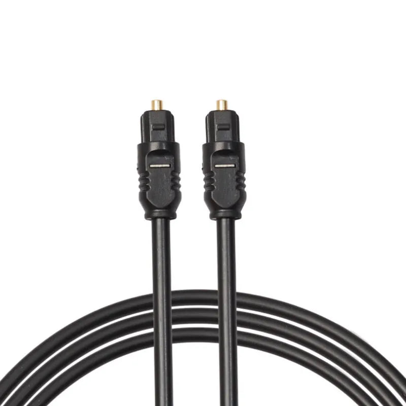 Black Toslink digital optical audio cable with 4mm square connector and 2 metre length