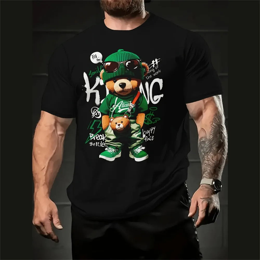 Men's loose-fitting short sleeve shirt with a colourful cartoon 3D print design.