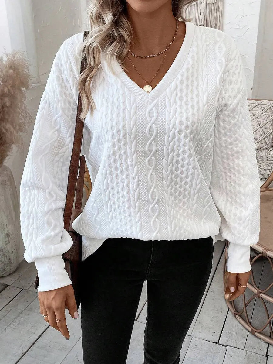 Milky white loose fit T-shirt with 3D pattern in Japanese Korean casual style