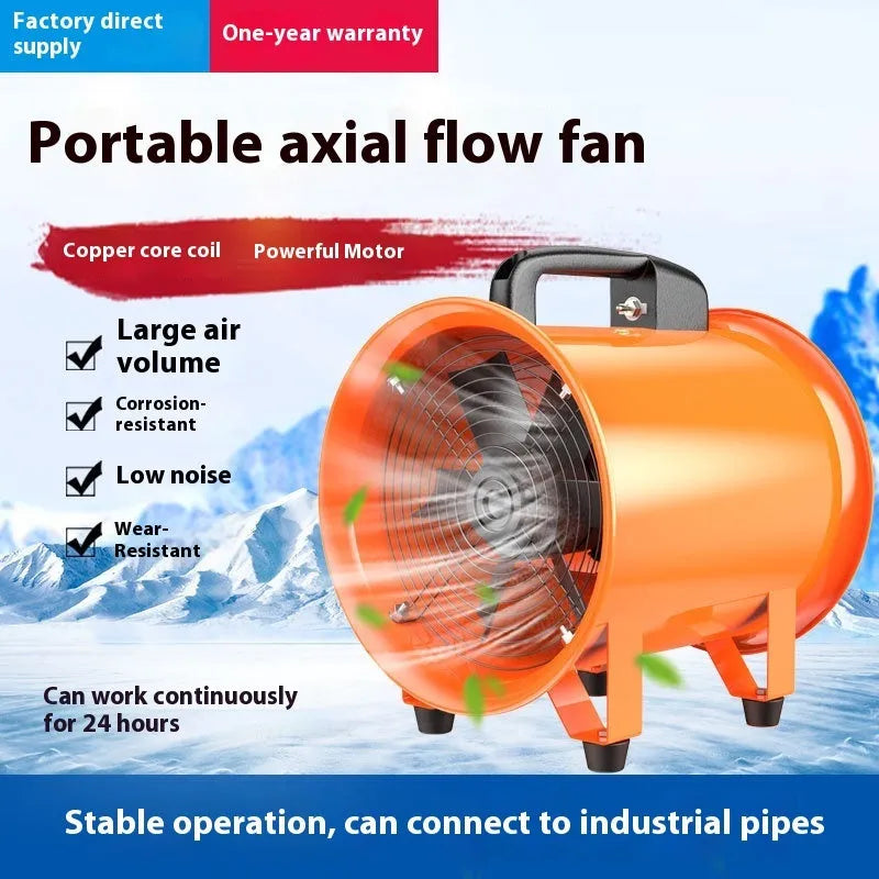 Industrial axial flow ventilation fan with titanium steel blades for dust removal applications