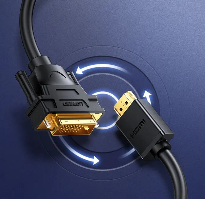 HDMI converter cable for laptop to external display connection, showing round line design and length options