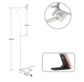 Black bedside mobile phone bracket with adjustable overhead shelf mounted beside bed frame