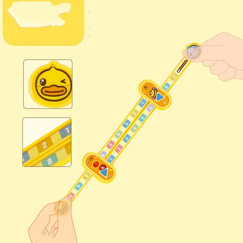 Yellow plastic children's digital decomposition ruler for maths learning, 24.5 cm long.