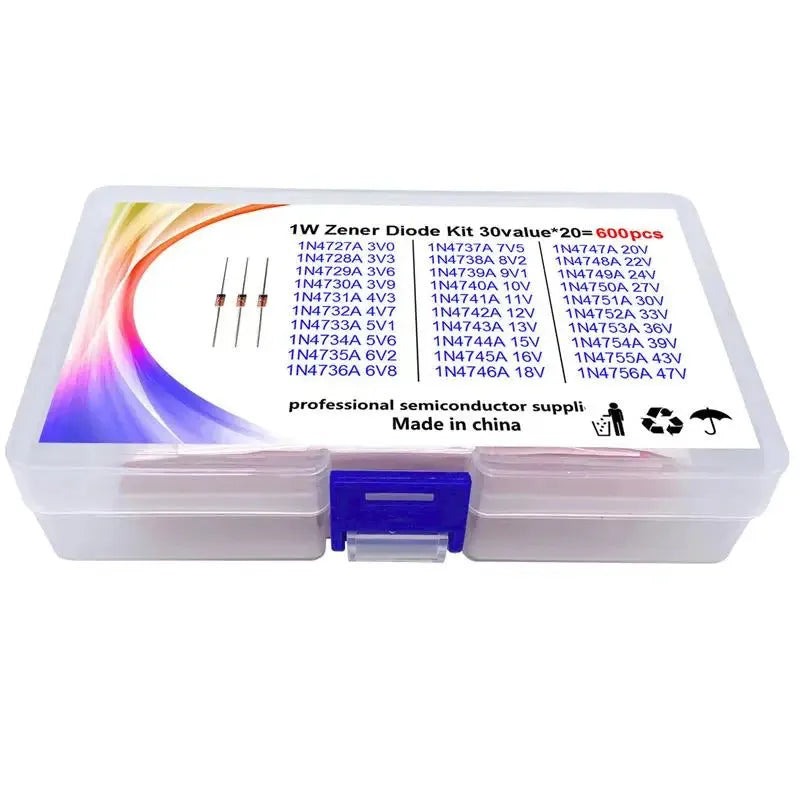 Glass packaged 1W Zener diode with boxed packaging for electronic circuits