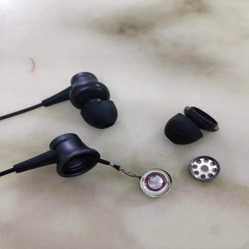 Piston wired in-ear headphones with 3.5mm jack in black, blue, and red colour options