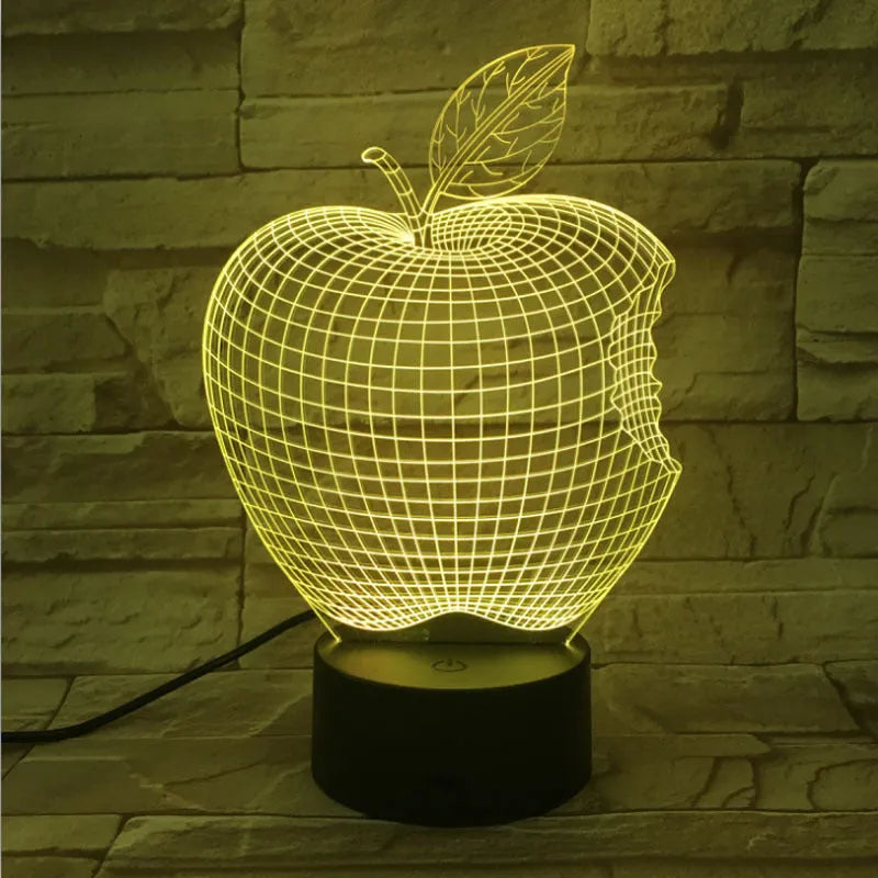 Colourful 3D fruit-shaped night light with acrylic shade and touch controls.