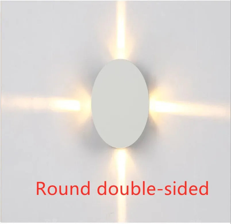 Modern square and round LED wall light with iron shade and aluminium frame