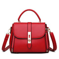 Soft PU leather women's messenger shoulder bag in square vertical shape, shown in one of four colours.
