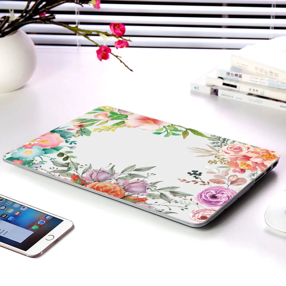Hard plastic protective shell with floral pattern for MacBook Air 11 or MacBook Pro 12 Retina laptops