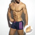 Men's polka dot print swimming boxers in quick-dry nylon fabric