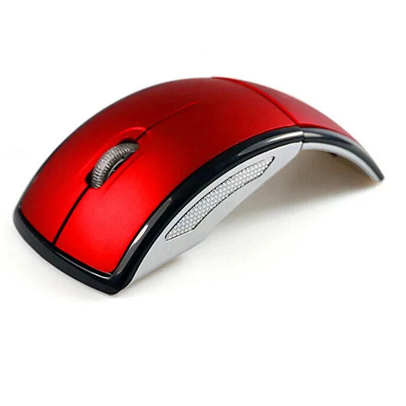 Wireless foldable mouse in black with 2.4GHz receiver and compact ABS body