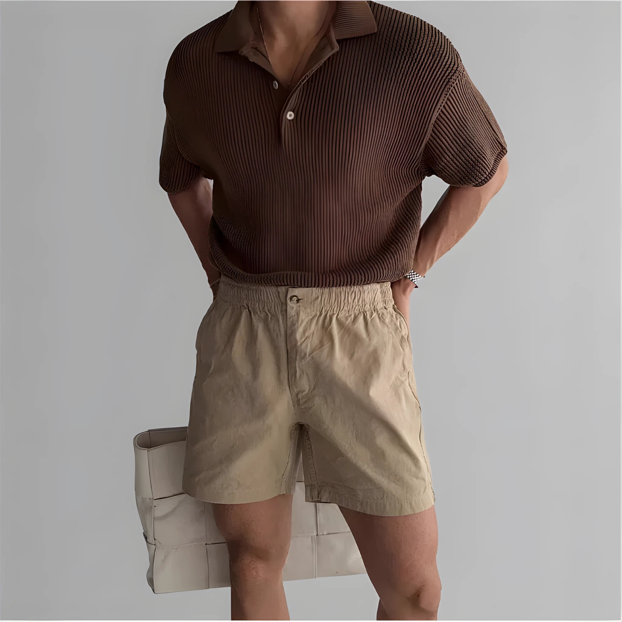 Cotton loose fit sports shorts in black, white or khaki colours for summer sports activities