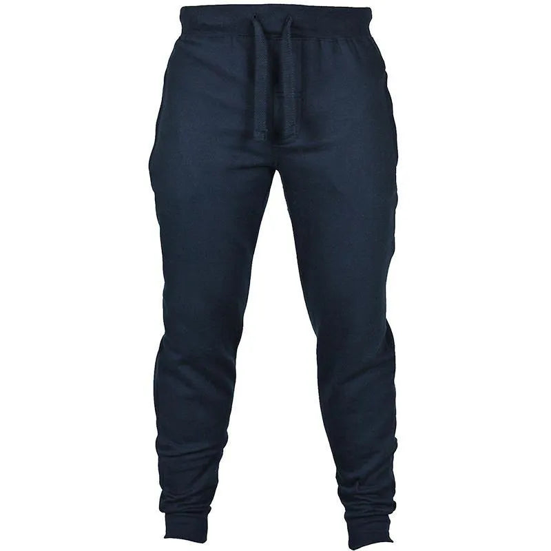Men's cotton fleece casual pants with drawstring waist in neutral colours