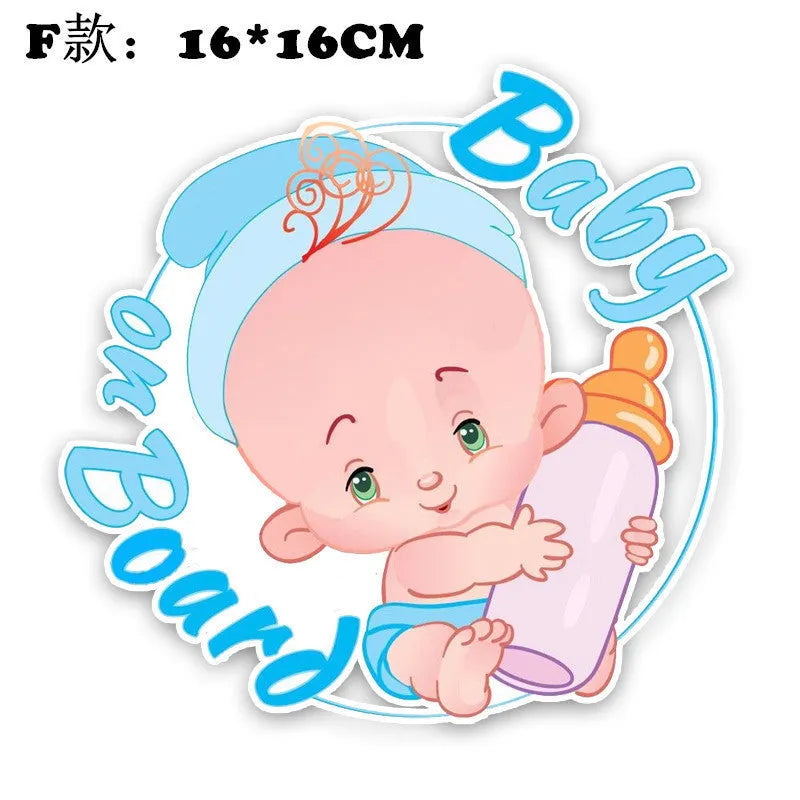 Baby on board reflective car bumper sticker with PET material in ten different baby designs