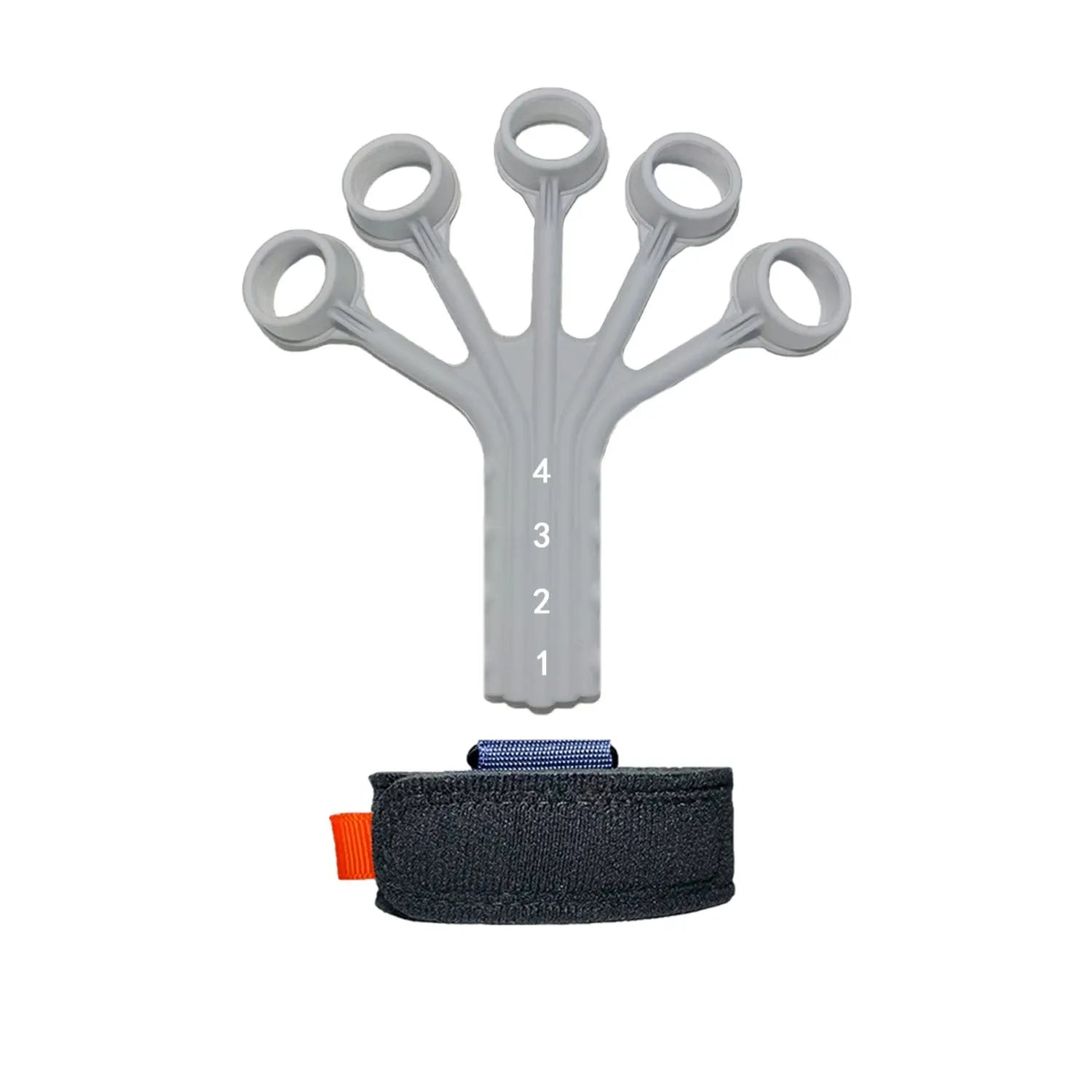 Black and grey silicone finger rehabilitation trainer with adjustable tension belts