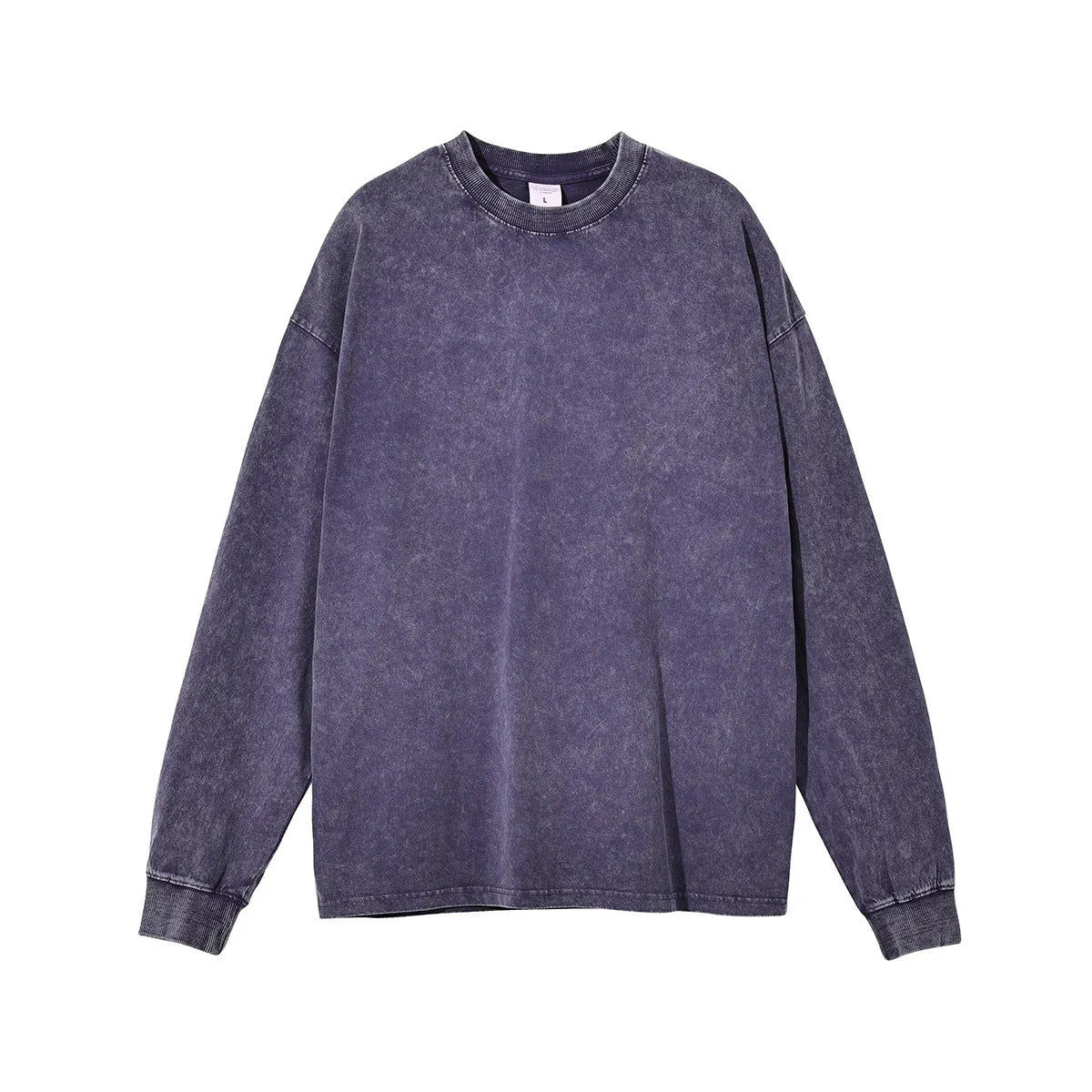 Men's vintage-style cotton pullover with long sleeves and batik colour pattern in loose fit
