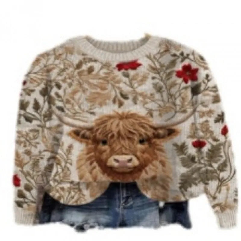 Little flower digital printed round neck sweater in polyester fibre available in multiple colours and sizes S to 4XL