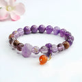 Natural nine purple amethyst and red agate Mori style bracelet for Dragon Year.