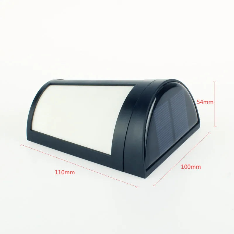 Solar wall lamp with 6 LEDs and IP65 waterproof rating for outdoor garden lighting