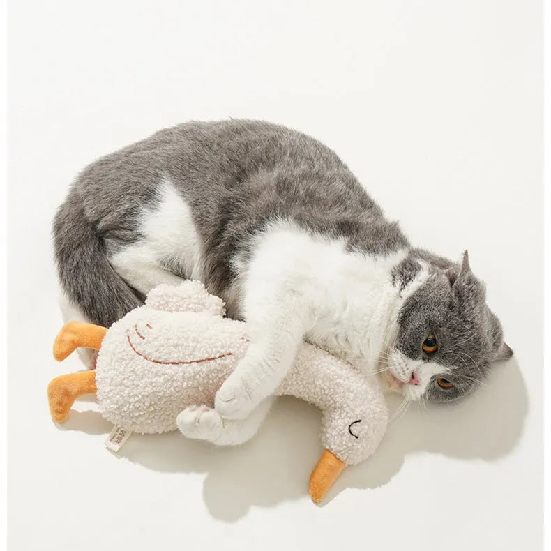 Cartoon fox and duckling dog chew toys in teddy velvet with crinkle sound elements
