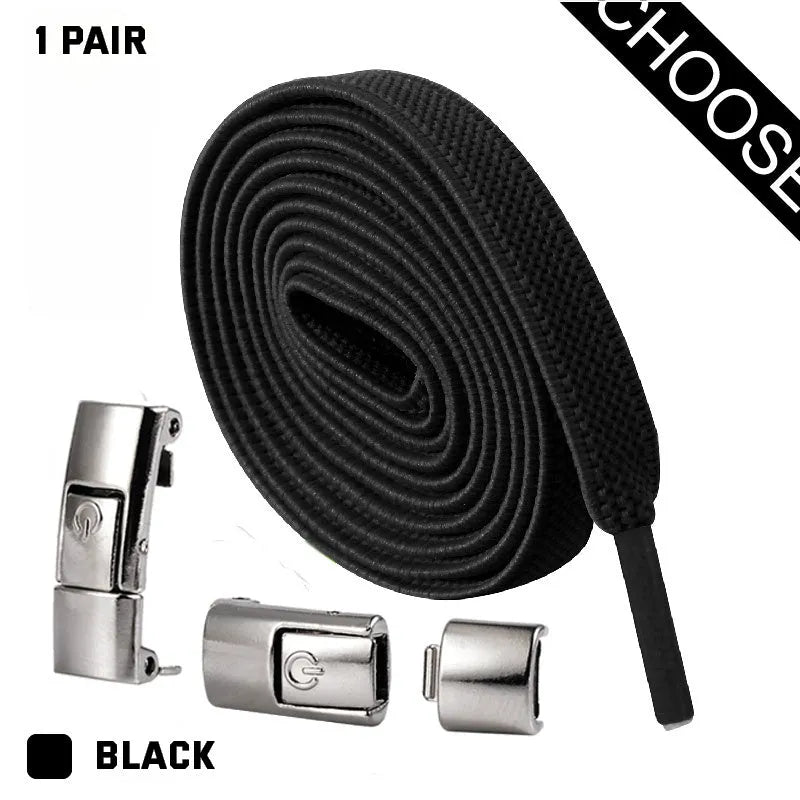8mm wide press lock elastic shoelaces with flat profile and soft cotton construction