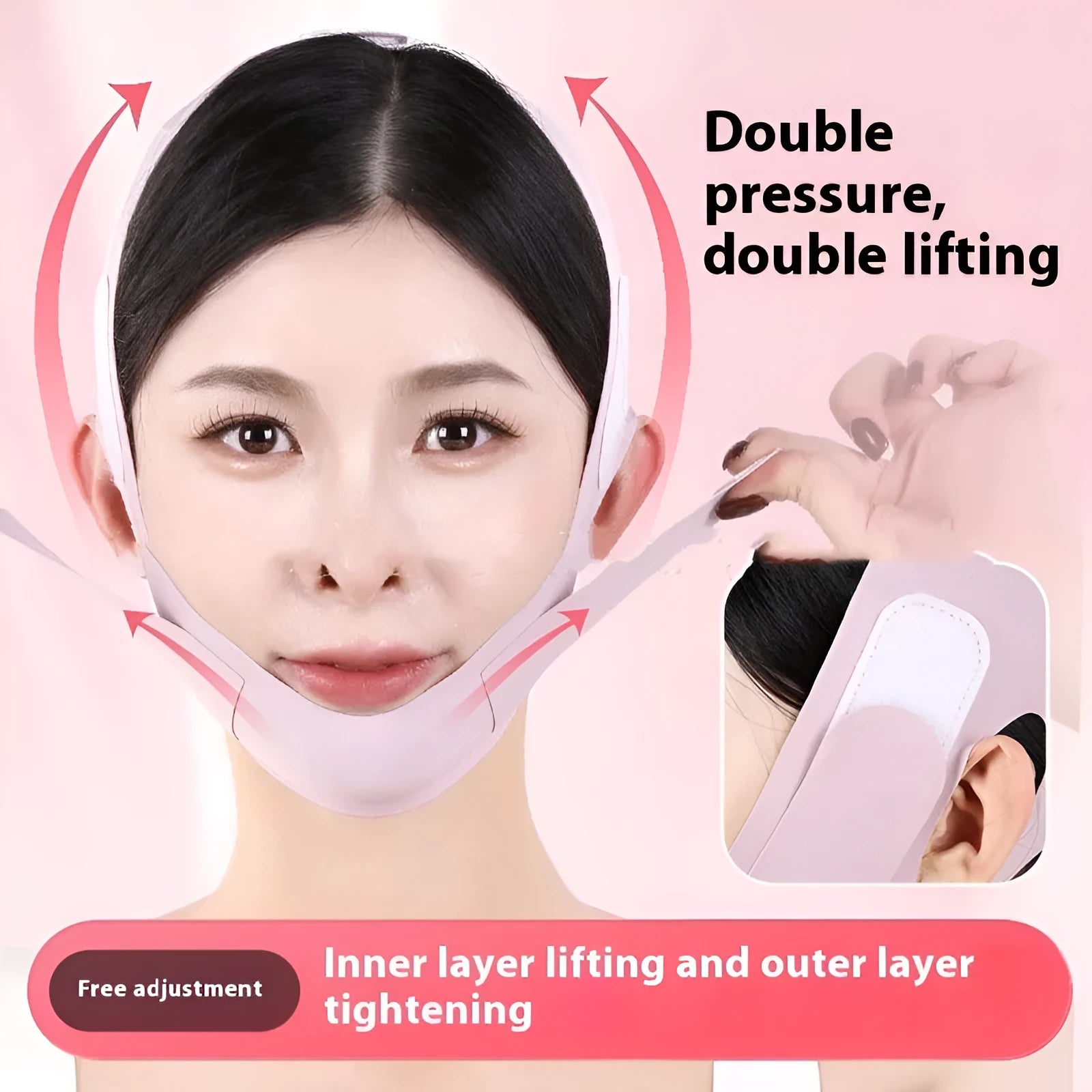 Graphene 9.0 face shaping mask in purple and green colours for facial lifting and tightening support