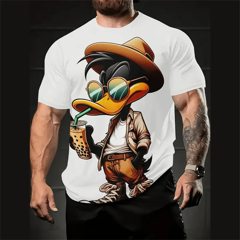Men's loose-fitting short sleeve shirt with a colourful cartoon 3D print design.