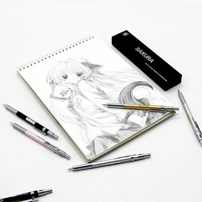 Japanese metal mechanical pencil 0.5mm with gold finish on white background
