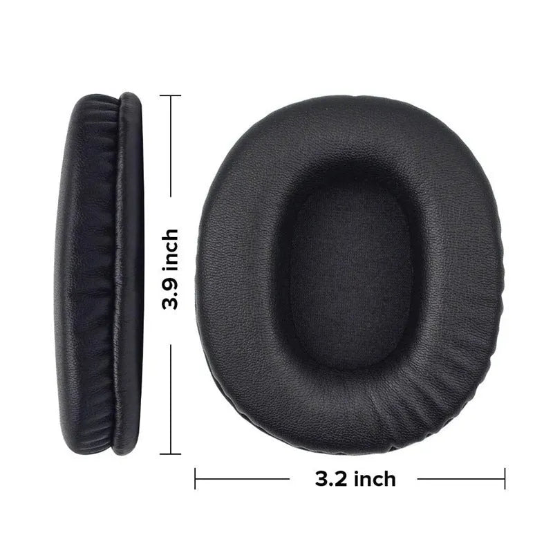 Black soft PU leather replacement earmuffs for Sony 1R headphones, shown as a two-piece set.
