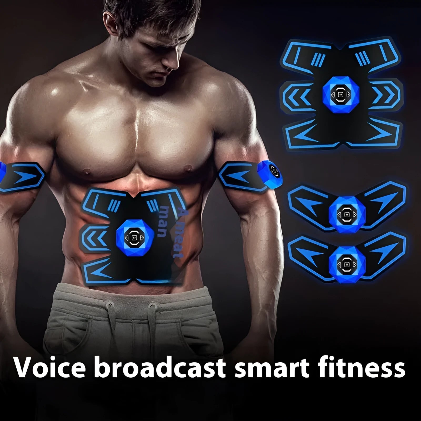 Eight-piece abdominal massage patch set with PU leather and silicone construction